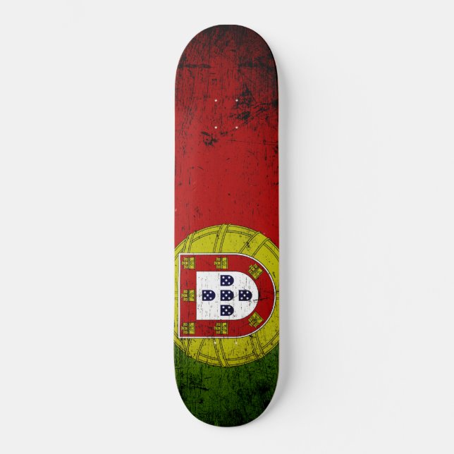 Skateboard Drapeau grunge noir du Portugal (Recto)