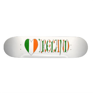 Skateboard Drapeau Irlandais Cœur & Mot Irlande