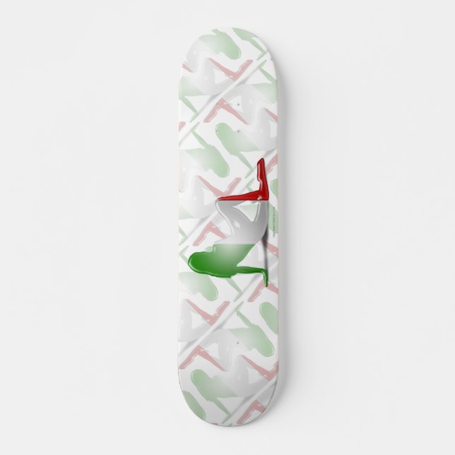 Skateboard Drapeau italien de silhouette de fille (Devant)