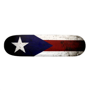 Skateboard Drapeau noir de Porto Rico Grunge