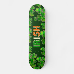 Skateboard Drapeau Vert orange Blanc Irlandais Shamrock Skate