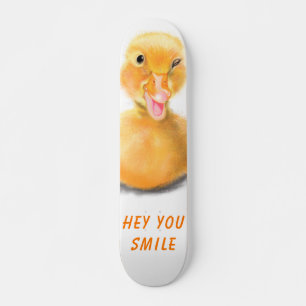 Skateboard Drôle Canard Joué Wink Joyeux Smile Cartoon