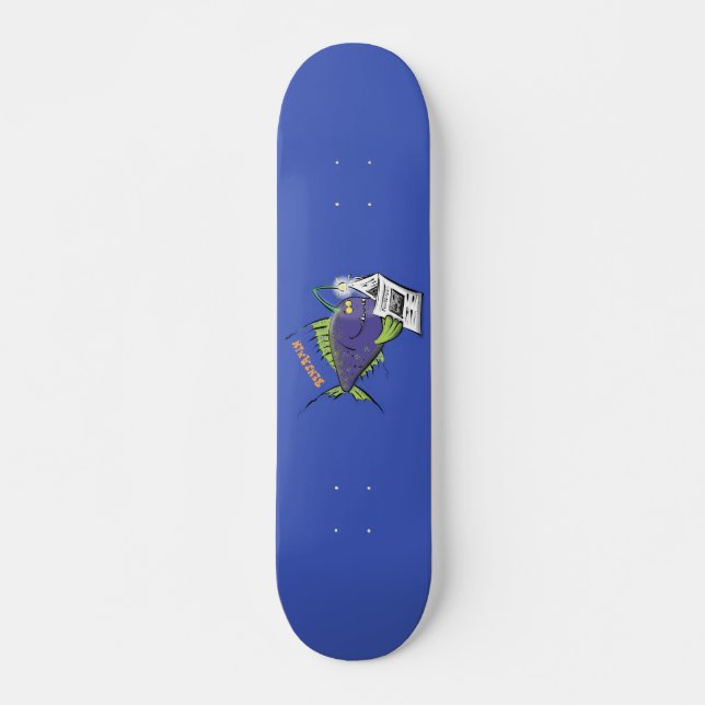 Skateboard Drôle caricature de poisson de pêcheur (Devant)