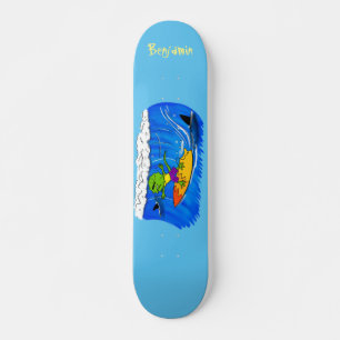 Skateboard Drôle caricature de surf de lézard au cou