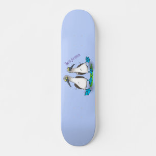 Skateboard Drôle, joyeux croquis à pieds bleus dansant dessin