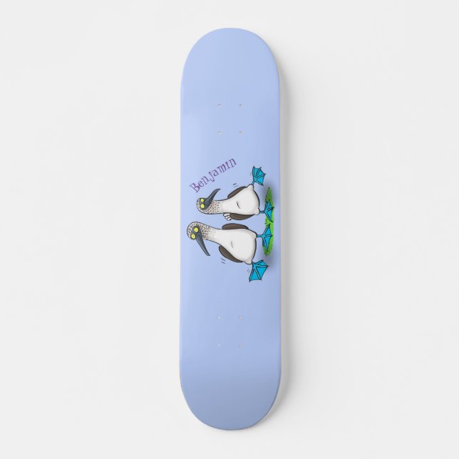 Skateboard Drôle, joyeux croquis à pieds bleus dansant dessin (Devant)
