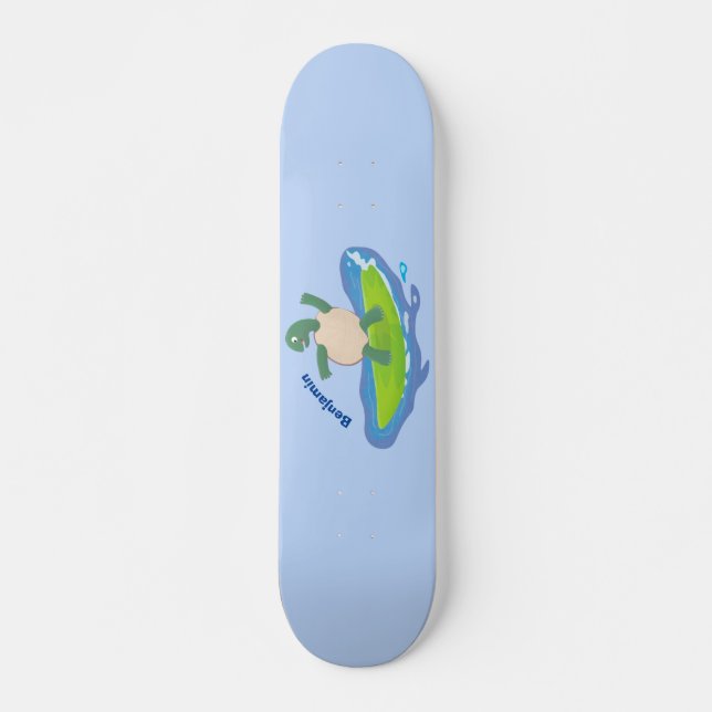Skateboard Drôle tortue vague de surf dessin animé (Devant)