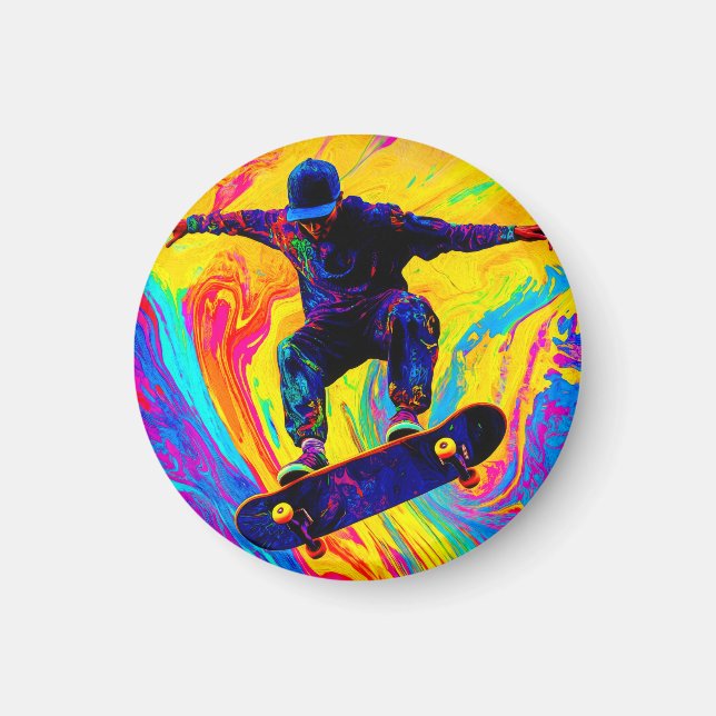 Skateboard durch Farben Magnet (Vorne)