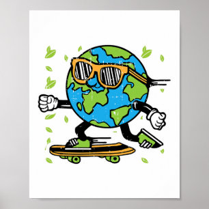 Skateboard Earth Day Umwelt Poster