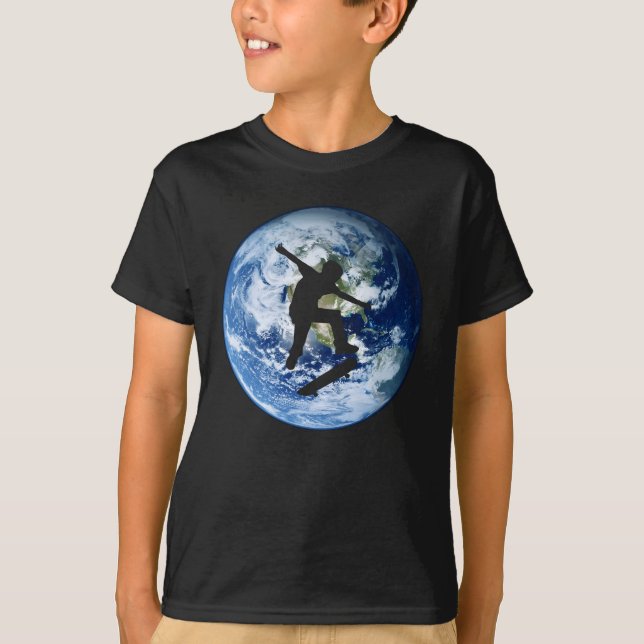 Skateboard Earth Silhouette | T-shirt Patineur (Devant)