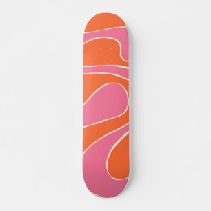 Skateboard Ebb et flux 2 en rose, orange et crème