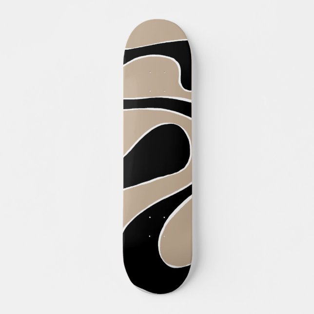 Skateboard Ebb et flux 2 en Taupe, noir et blanc (Devant)