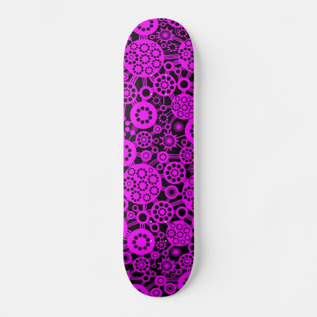 Skateboard Ecosystème - Magenta sur le noir (Recto)