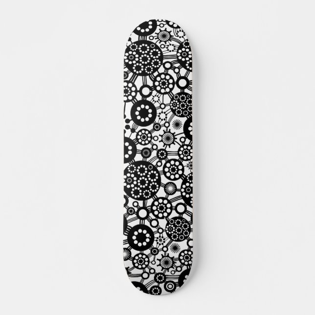 Skateboard Écosystème - Noir sur Blanc (Devant)