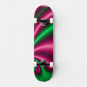 Skateboard Écoulement floral de rose et de vert