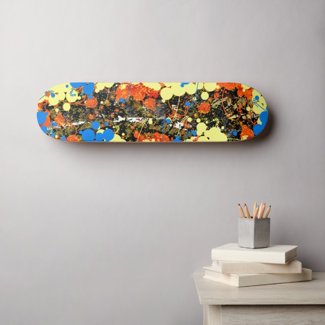 Skateboard Écrans de peinture Abstraits déversés et gouttes (Art mural (Horz))