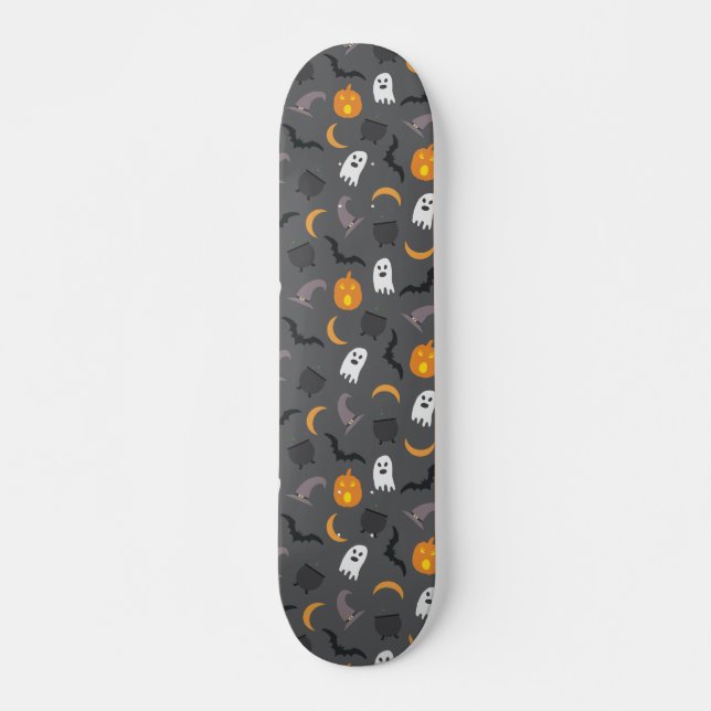 Skateboard Éffrayant Halloween Bat Ghost Cauldron Motif (Devant)