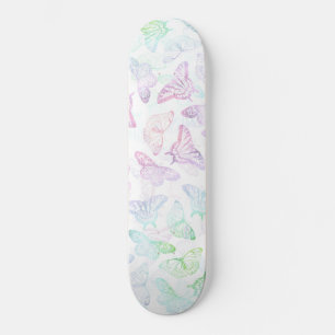 Skateboard Elégant bleu violet Parties scintillant papillon 