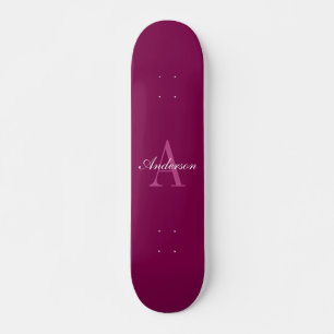 Skateboard Élégant Monogramme blanc et gris