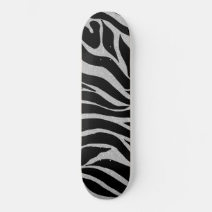 Skateboard Elégant Parties scintillant noire Silver Zebra Po