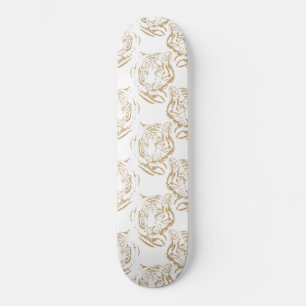 Skateboard Elégant Parties scintillant or Tiger Imprimer Blan
