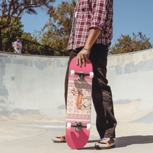 Skateboard Elegant Pink Doe-patterned Christmas  (Extérieur 2)