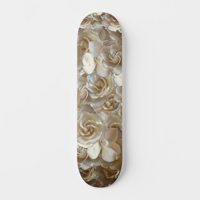 Skateboard Élégant Rose floral Motif pétal (Recto)