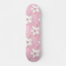 Skateboard Élégant sakura cerisier rose floral féminin