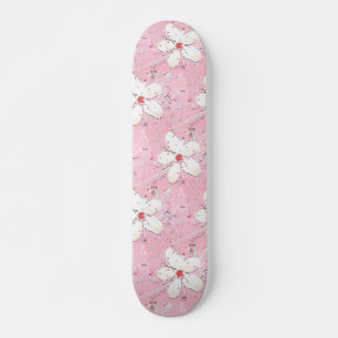 Skateboard Élégant sakura cerisier rose floral féminin