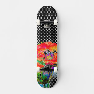 Skateboard Elégante couleur abstraite rouge florale noir