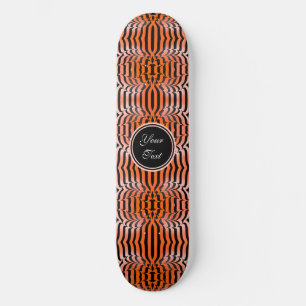 Skateboard Elégante esthétique Peau de tigre orange et noir