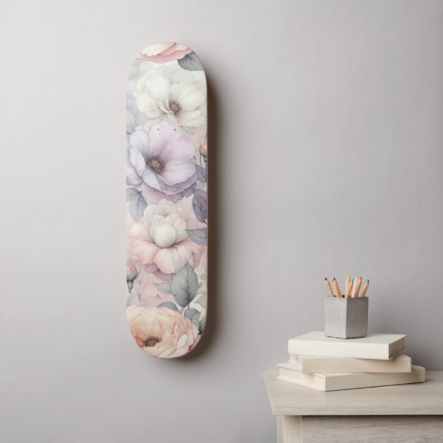 Skateboard Élégante floraison Rose (Art mural)