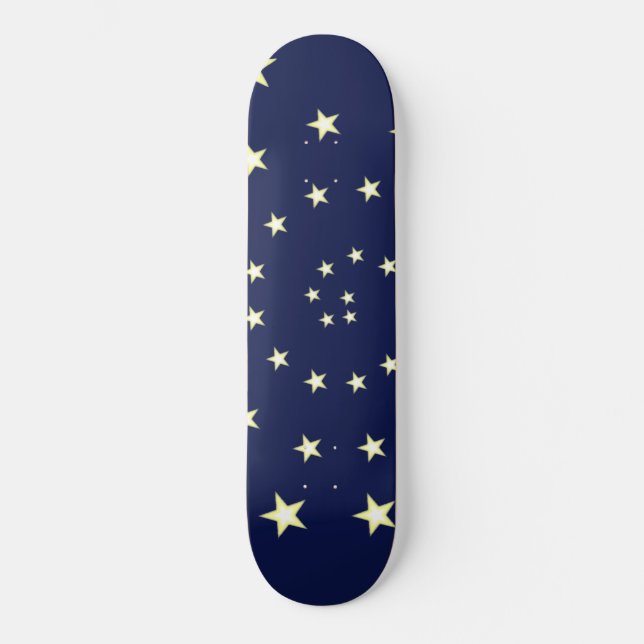 Skateboard Élégante spirale d'étoiles sur bleu marine (Recto)