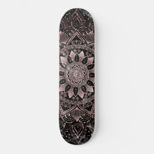 Skateboard Elégants pointes Roses en or marbre Mandala