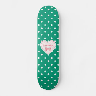 Skateboard Emerald Green Heart Avec Nom