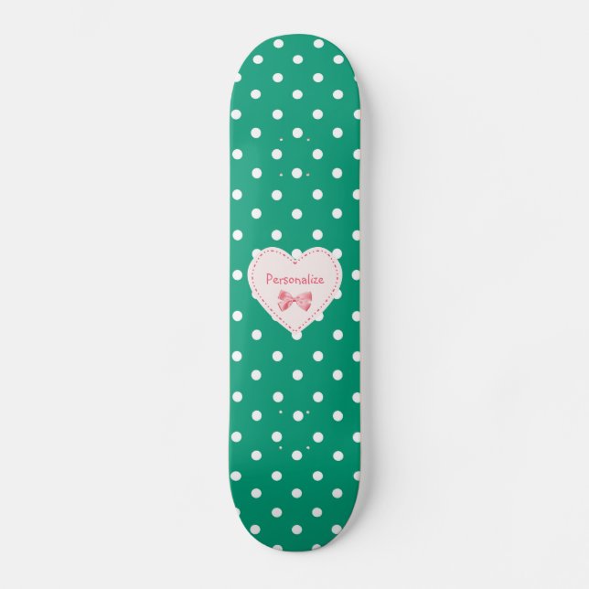 Skateboard Emerald Green Heart Avec Nom (Recto)