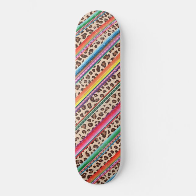 Skateboard Empreinte de léopard arc-en-ciel Motif animal mode (Recto)