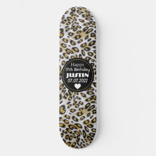 Skateboard Empreinte de léopard Brown élégant Joyeux 17e anni