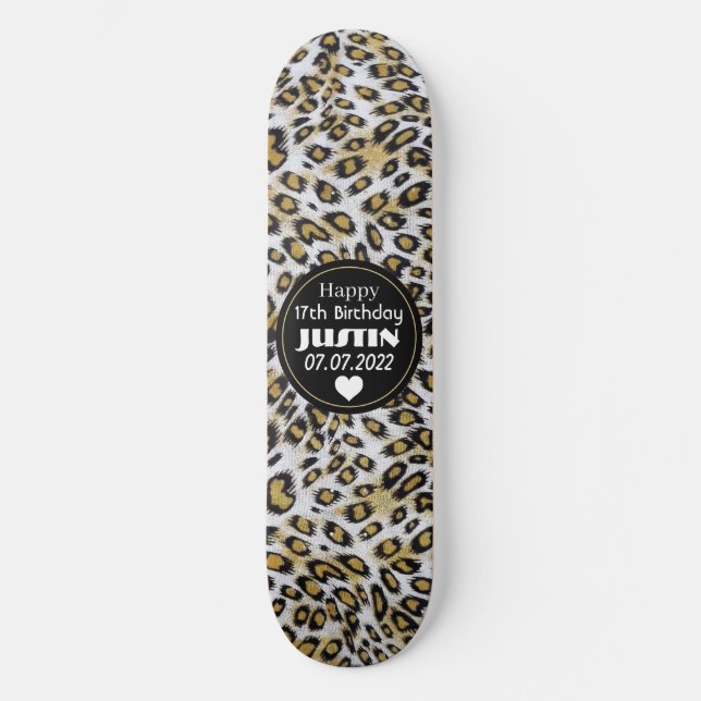 Skateboard Empreinte de léopard Brown élégant Joyeux 17e anni (Recto)