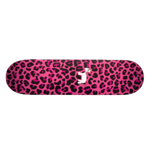 Skateboard Empreinte de léopard mignon de rose de licorne