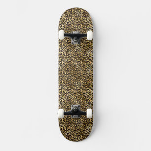 Skateboard Empreinte de léopard noir glam or
