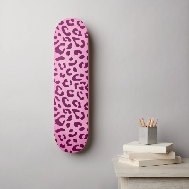Skateboard Empreinte de léopard rose élégant (Art mural)
