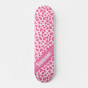 Skateboard Empreinte de léopard rose personnalisé - Girls S