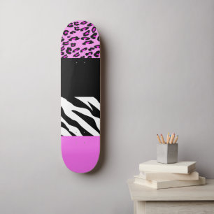 Skateboard Empreinte de léopard, Zebra Print, Poster de anima