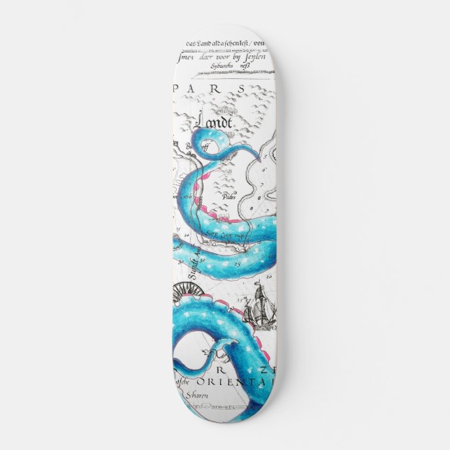 Skateboard Encre de Tentacles bleu rose (Recto)