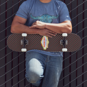 Skateboard Enseignes de cartes à jouer de Las Vegas grises