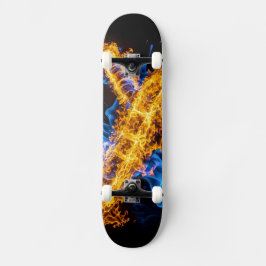 Skateboard Epic Blue Orange Flame Abstract Magic Energy