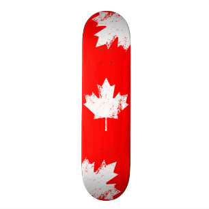Skateboard Érable grunge de drapeau du Canada - blanc tordu