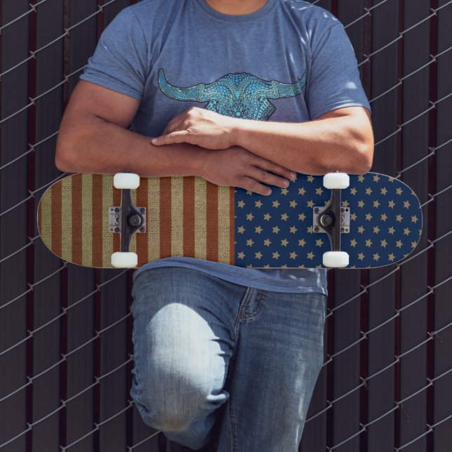 Skateboard États-Unis Amérique États-Unis Étoiles Et Grilles (Extérieur 3)