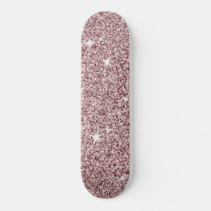 Skateboard Étoile scintillante rose clair, motif pailleté mig